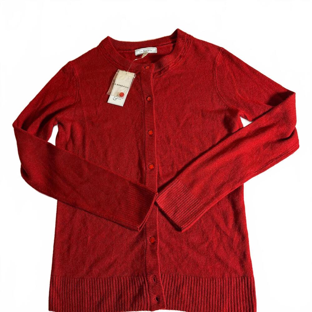 G.H. Bass & Co NWT Red Holiday Christmas Cardigan. Acrylic Size Small Y2K Preppy